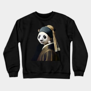 Panda and Girl with a Pearl Earring Crewneck Sweatshirt